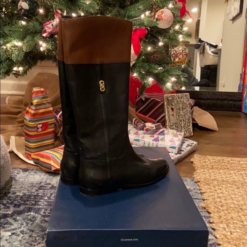 Cole Haan Rigby two tone riding boots
